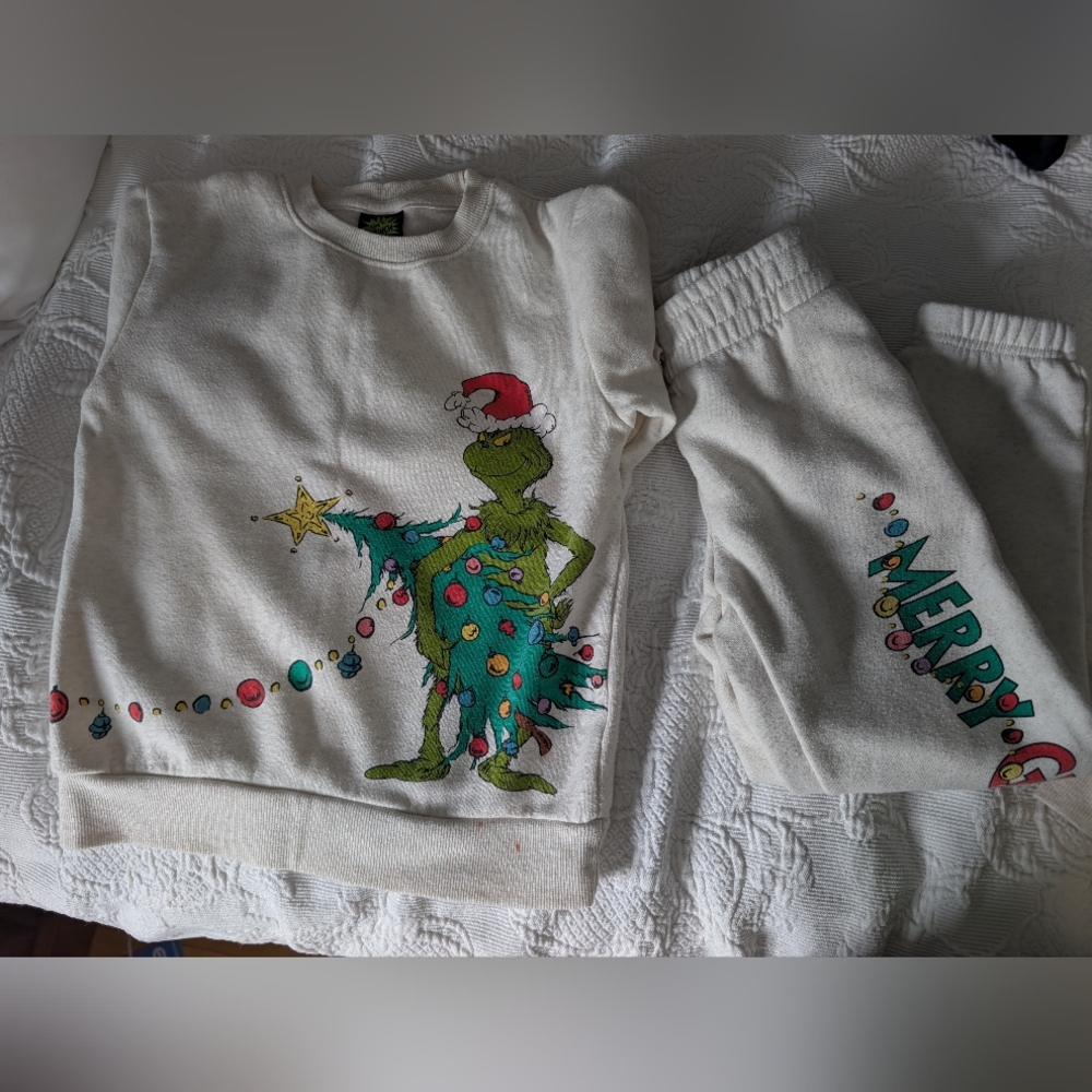 Youth Grinch Christmas Sweatshirt and Pants Set